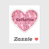 Glam Esthetische Girly Pink Glitter Hartnaam Sticker (Vel)