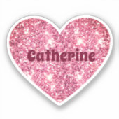 Glam Esthetische Girly Pink Glitter Hartnaam Sticker (Voorkant)