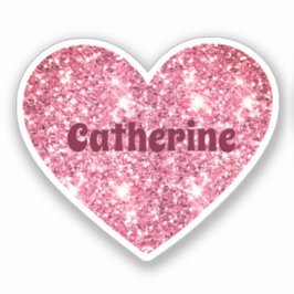 Glam Esthetische Girly Pink Glitter Hartnaam Sticker