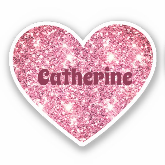 Glam Esthetische Girly Pink Glitter Hartnaam Sticker (Voorkant)