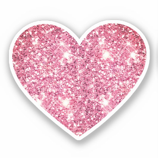 Glam esthetische Girly Pink Glitter Heart Sticker (Voorkant)