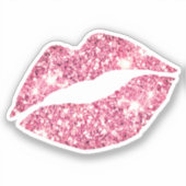 Glam esthetische Girly Pink Glitter Lips Sticker (Voorkant)