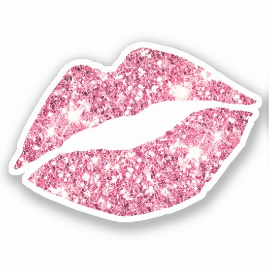 Glam esthetische Girly Pink Glitter Lips Sticker (Voorkant)