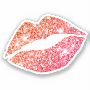 Glam Esthetische Girly Red Oranje Glitter Lips Sticker