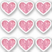 Glam Esthetische Girly Roze Glitter Hart 9 Pack Sticker (Voorkant)