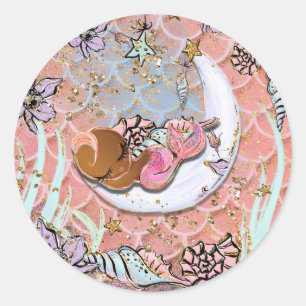 Glam Etnische Zeemeermin Baby Shower Verjaardagsfe Ronde Sticker