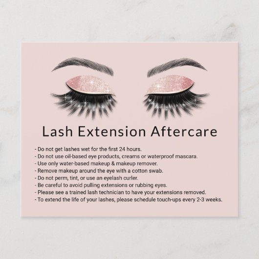 Glam Eyelash Extensions Makeup Artiest Aftercare Flyer (Voorkant)