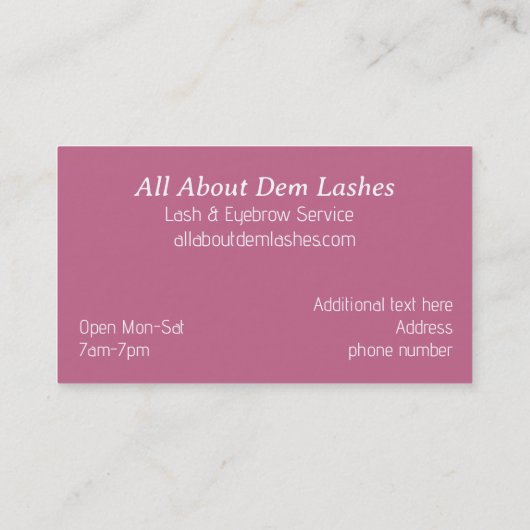 Glam Eyelash Visitekaartje (Achterkant)