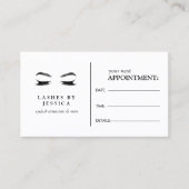 Glam Eyelashes Black and White Appointment Card Afsprakenkaartje (Voorkant)