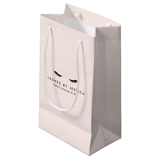 Glam Eyelashes Black en Roze Small Gift Bag Klein Cadeauzakje (Voorkant Gekanteld)