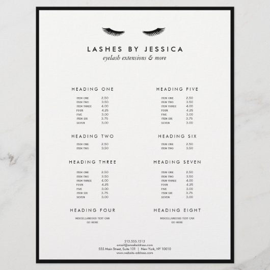 Glam Eyelashes Classic Black en White Flyer (Voorkant)