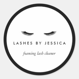 Glam Eyelashes Classic Black en White Ronde Sticker