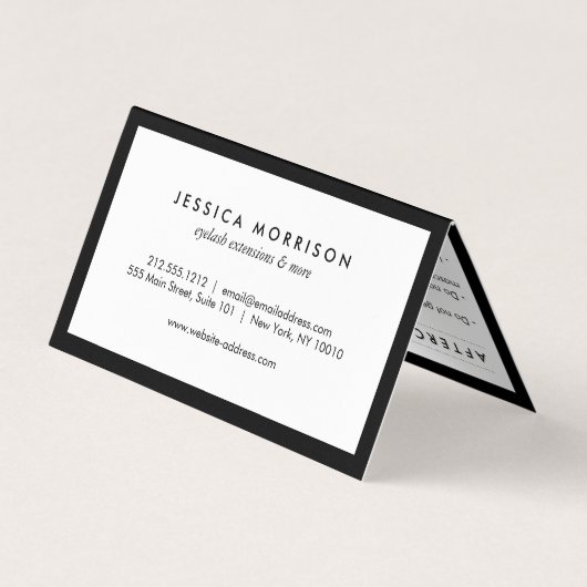 Glam Eyelashes Classic Lash Salon Aftercare Visitekaartje (Achterkant)