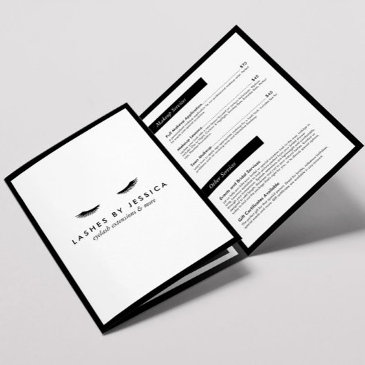 Glam Eyelashes Extensions Salon Brochure Drieluik Kaart