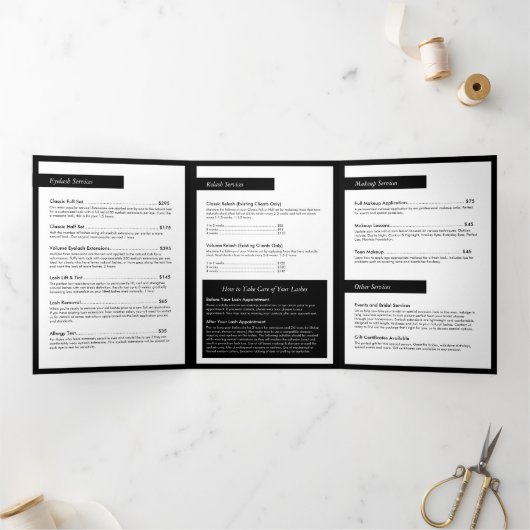 Glam Eyelashes Extensions Salon Brochure Drieluik Kaart (Binnen)