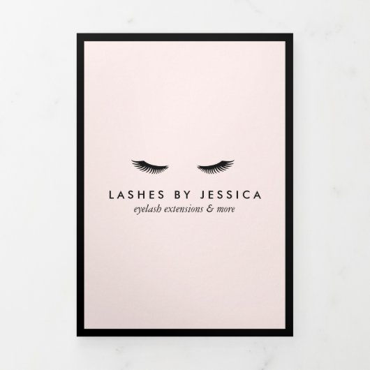 Glam Eyelashes Extensions Salon Pink Brochure Drieluik Kaart (Cover)