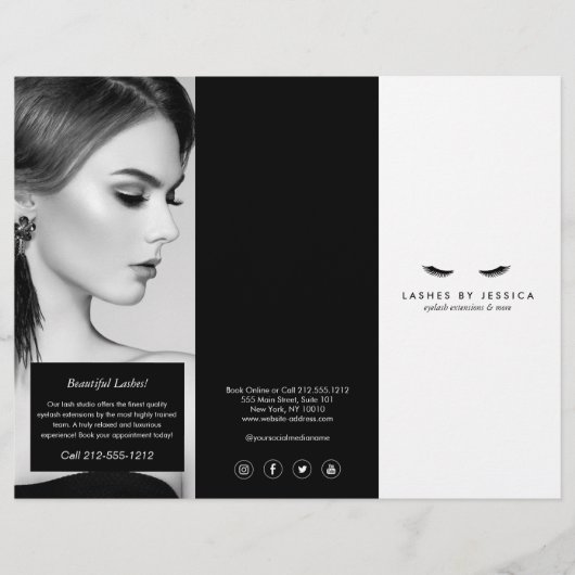 Glam Eyelashes Extensions Salon Tri-Fold Brochure (Voorkant)
