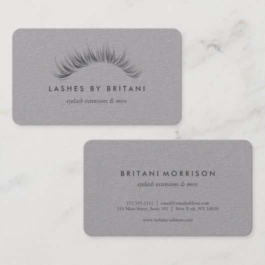 Glam Eyelashes grijze tekst Visitekaartje (Voorkant / Achterkant)
