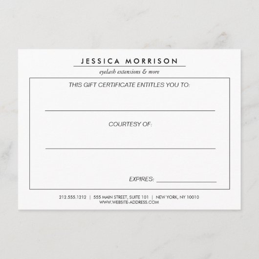 Glam Eyelashes met Bold Pattern-cadeaubon (Achterkant)