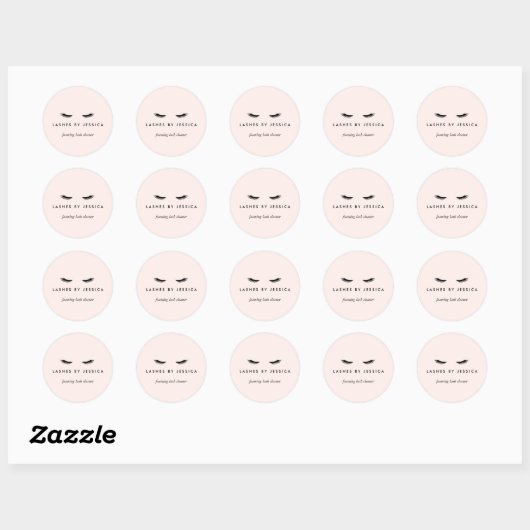 Glam Eyelashes Roze Ronde Sticker (Vel)