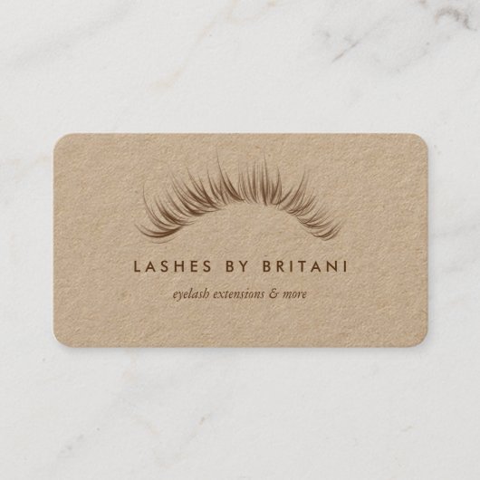 Glam Eyelashes Visitekaartje met bruine tekst (Voorkant)