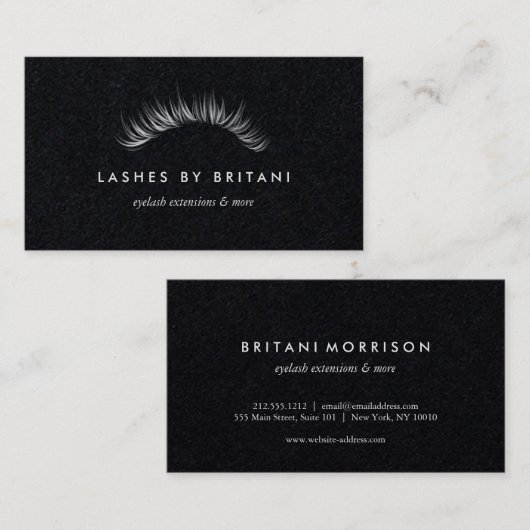 Glam Eyelashes Visitekaartje witte tekst (Voorkant / Achterkant)