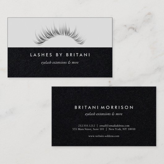 Glam Eyelashes Visitekaartje witte tekst (Voorkant / Achterkant)