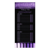 Glam Eyeshadow Price List Service Menu Rack Kaart (Voorkant)