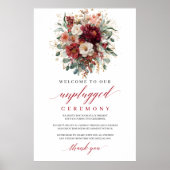 Glam Fall Burgundy Bloem Unplugged Ceremony Bord Poster (Voorkant)