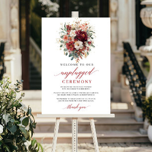 Glam Fall Burgundy Bloem Unplugged Ceremony Bord Poster