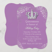 Glam Fancy Crown Quinceanera Uitnodiging (Voorkant / Achterkant)