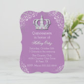 Glam Fancy Crown Quinceanera Uitnodiging (Staand voorkant)
