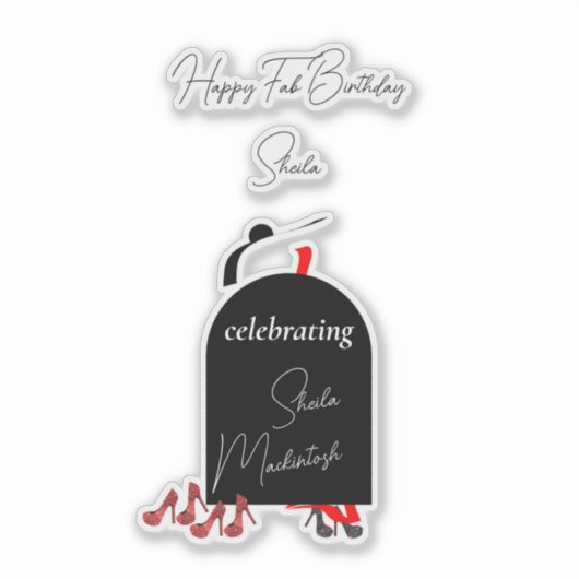 Glam Fashionista Happy Fab Verjaardag Sticker (Voorkant)