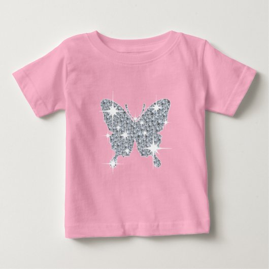 Glam faux diamant sparkle butterfly on baby roze (Voorkant)