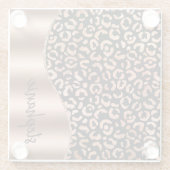 Glam Faux Folie Leopard Spots Roos Gold Black Naam Glazen Onderzetter (Achterkant)