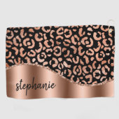 Glam Faux Folie Leopard Spots Roos Gold Black Naam Golfhanddoek (Horizontaal)