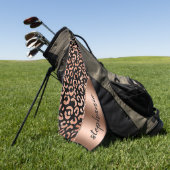 Glam Faux Folie Leopard Spots Roos Gold Black Naam Golfhanddoek (Groen)