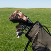 Glam Faux Folie Leopard Spots Roos Gold Black Naam Golfheadcover (Insitu)