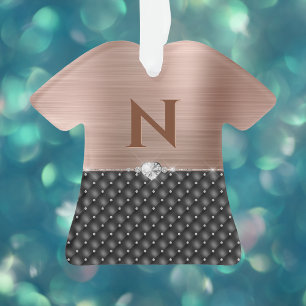 Glam Faux, geborsteld koperblazer en monogram Ornament