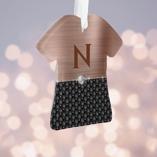 Glam Faux, geborsteld koperblazer en monogram Ornament