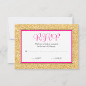 Glam Faux Glitter Gold Pink Bat Mitzvah RSVP (Voorkant)