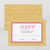Glam Faux Glitter Gold Pink Bat Mitzvah RSVP (Voorkant / Achterkant)