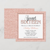 Glam Faux Glitter Roos Gold Sweet 16 Kaart (Voorkant / Achterkant)