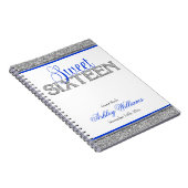 Glam Faux Glitter Silver Blue Sweet 16 Guest Book Notitieboek (Rechterzijde)