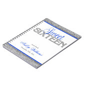 Glam Faux Glitter Silver Blue Sweet 16 Guest Book Notitieboek (Linkerzijde)