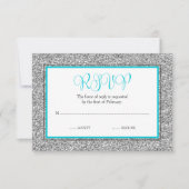 Glam Faux Glitter Zilver Blauwgroen Blauw RSVP (Voorkant)