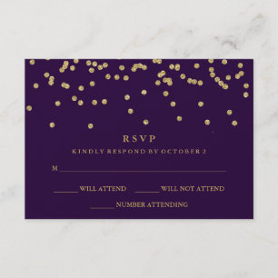Glam Faux Gold Confetti en Deep Paarse RSVP