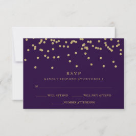 Glam Faux Gold Confetti en Deep Paarse RSVP