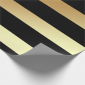 Glam Faux Gold en Black Stripes voor kerstmis Cadeaupapier (Hoek)