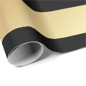 Glam Faux Gold en Black Stripes voor kerstmis Cadeaupapier (Rol Hoek)